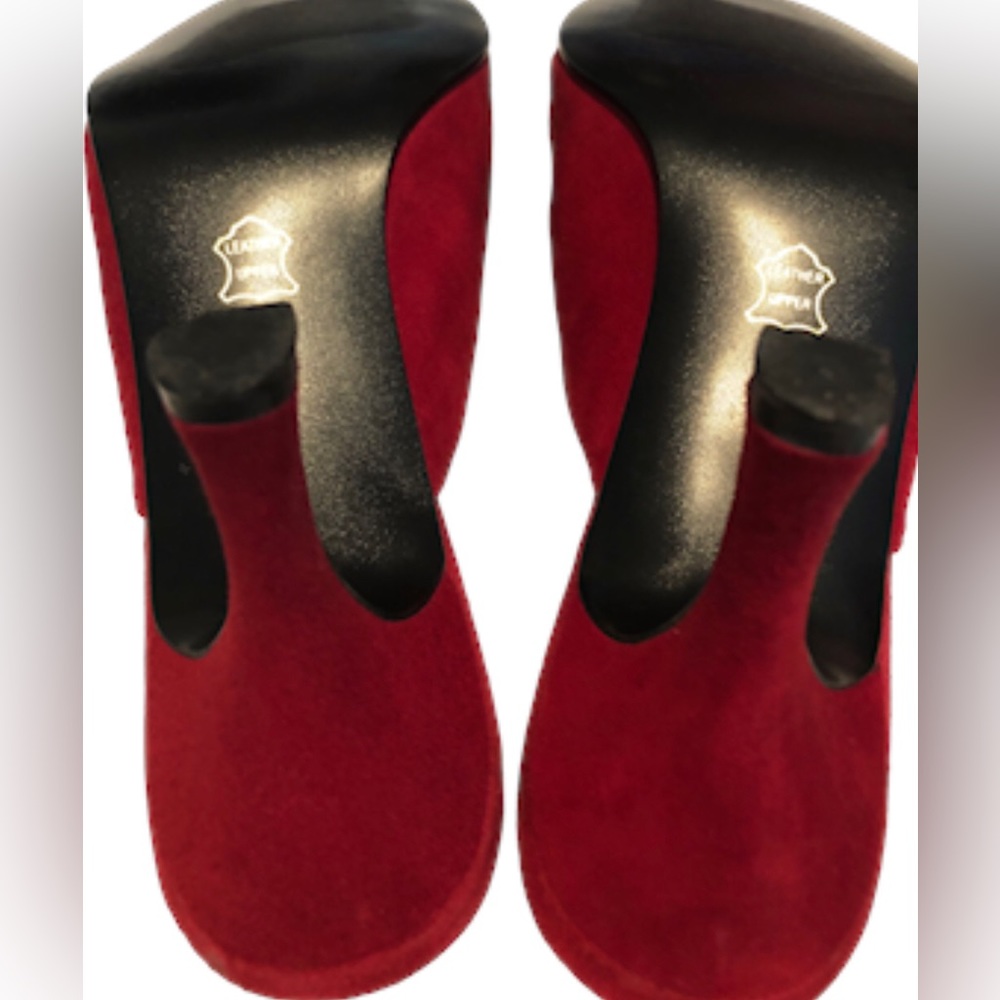 NATURALIZER‎ - Women’s Red Suede Leather Mary Jane Mule Slides Pump - Size 8M - Picture 9 of 15